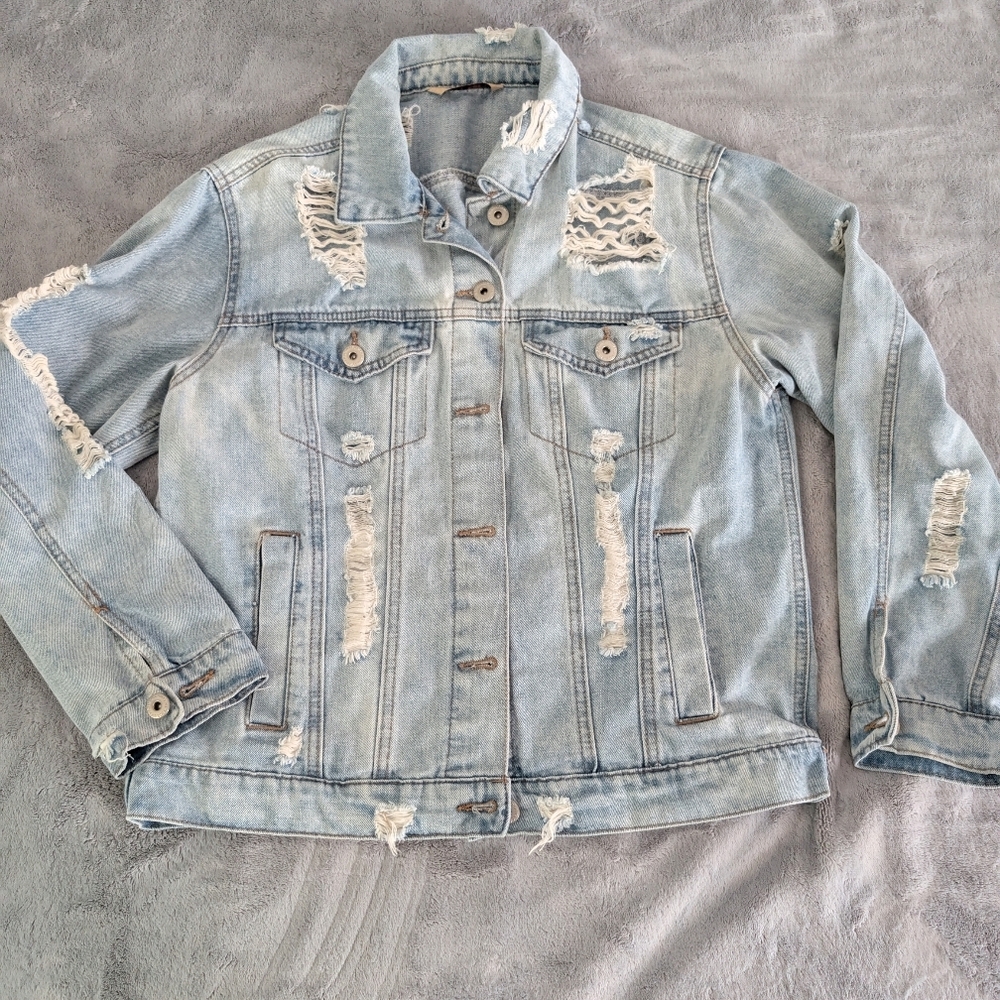 Highway Jeans Ripped Light Blue Denim Jacket